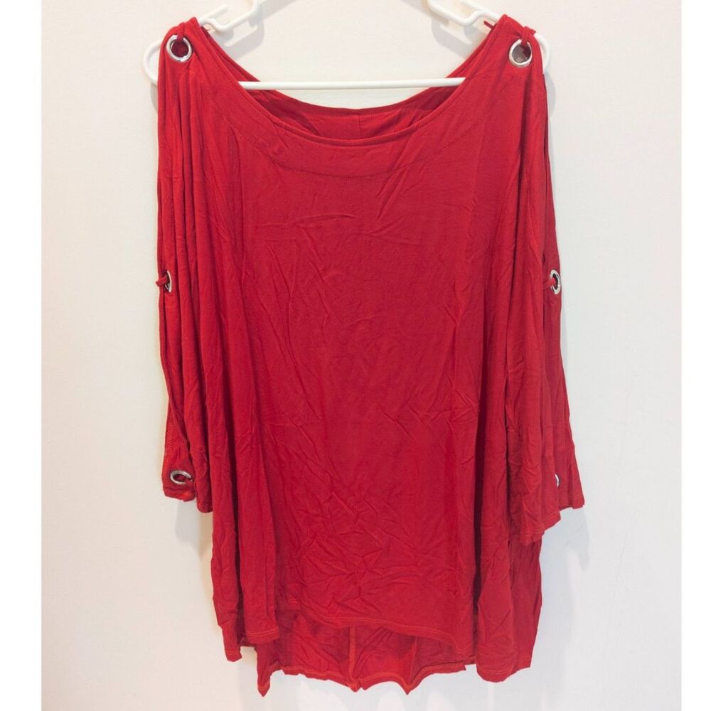 cable & gauge women's red 3/4 sleeve blouse